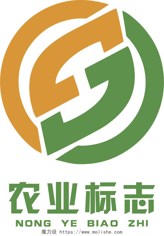 农业logo圆形logo黄绿相间logo树叶logo